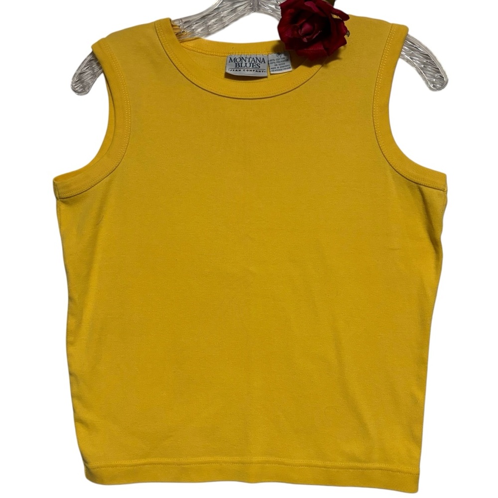VTG Montana blues jeans CO sleeveless yellow tank muscle T-shirt Med LIKE NEW